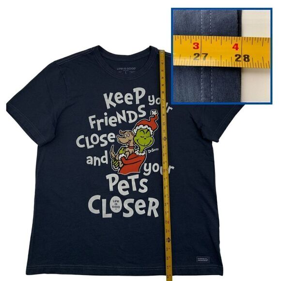 Life is Good Grinch Max Pets Closer Crusher Tee, Dark Grey Men's Size Large - Picture 3 of 8